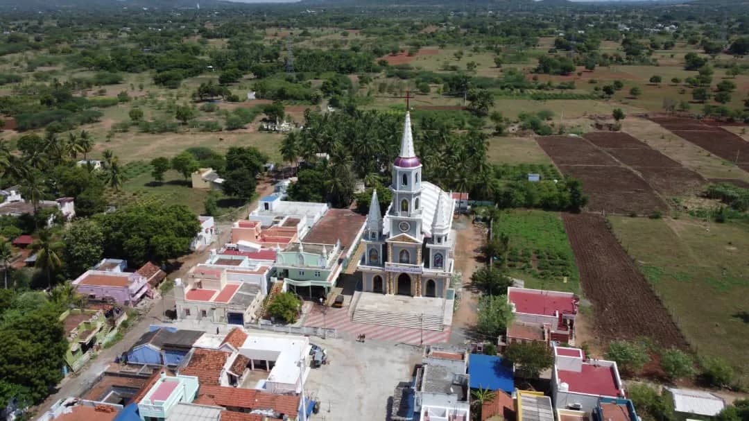 The shrine and its plaza, aerial view